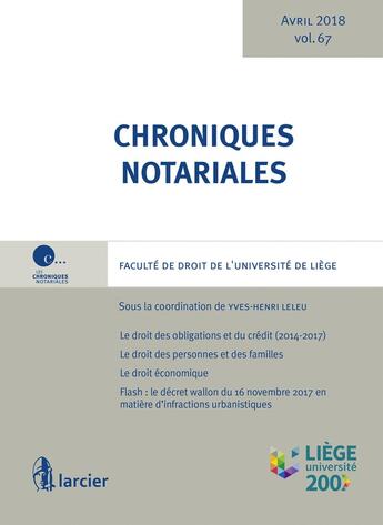 Couverture du livre « Chroniques notariales Tome 67 » de Yves-Henri Leleu aux éditions Larcier