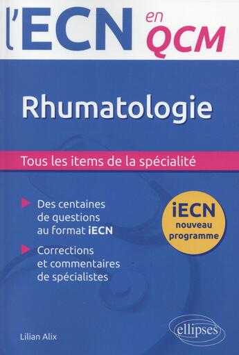 Couverture du livre « Rhumatologie » de Lilian Alix aux éditions Ellipses