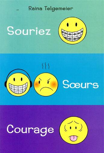 Couverture du livre « Coffret ; souriez, soeurs, courage » de Raina Telgemeier aux éditions Akileos