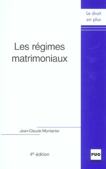 Couverture du livre « Regimes matrimoniaux 4eme code renvoi s346514 (4e édition) » de Janssen L aux éditions Pu De Grenoble