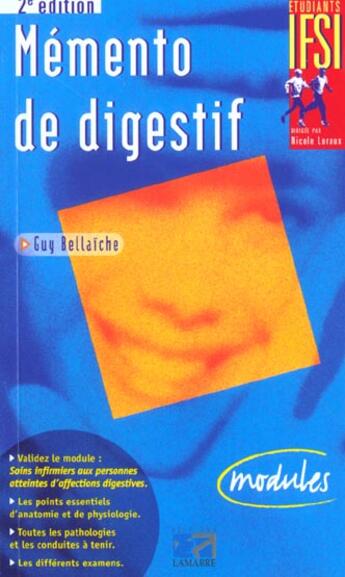 Couverture du livre « Memento de digestif 2eme edition » de Bellaiche aux éditions Lamarre