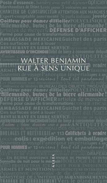 Couverture du livre « Rue à sens unique » de Benjamin Walter aux éditions Allia