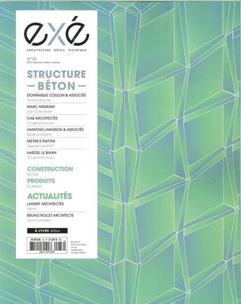 Couverture du livre « Exe n 33 - structure beton septembre/octobre/novembre 2018 » de  aux éditions Architectures A Vivre