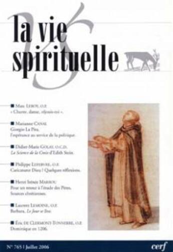 Couverture du livre « La vie spirituelle n 765 » de  aux éditions Cerf