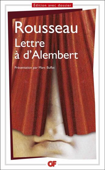 Couverture du livre « Lettre à d'Alembert » de Jean-Jacques Rousseau aux éditions Flammarion