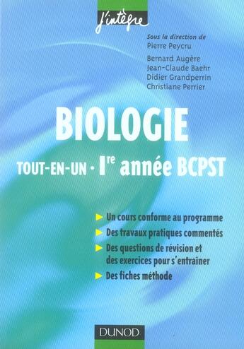 Couverture du livre « Biologie bcpst ; 1ere année » de Pierre Peycru aux éditions Dunod