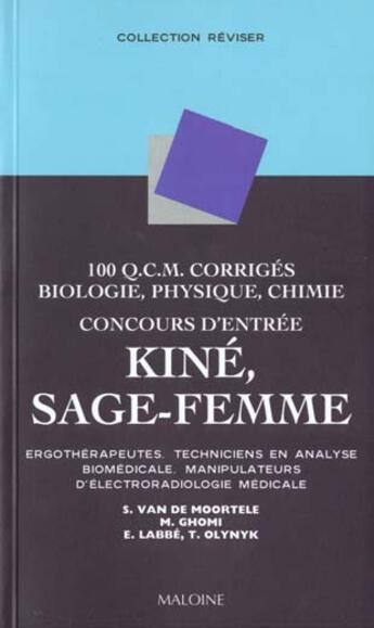Couverture du livre « 100 qcm biologie physique concours kine » de  aux éditions Maloine