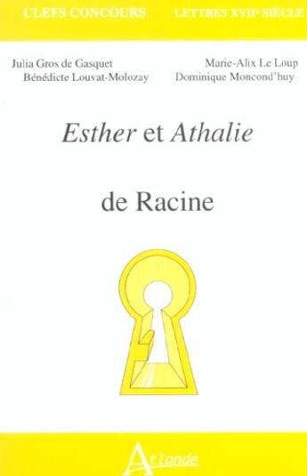 Couverture du livre « Ester et athalie de racine » de  aux éditions Atlande Editions