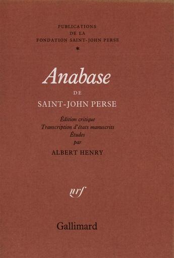 Couverture du livre « Anabase » de Albert Henry aux éditions Gallimard
