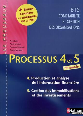 Couverture du livre « Processus 4 et 5 ; BTS CGO 1è année ; livre de l'élève (édition 2007) » de Jarry/Moreau aux éditions Nathan