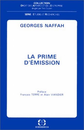 Couverture du livre « PRIME D'EMISSION (LA) » de Naffah/Georges aux éditions Economica