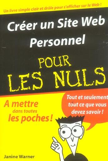 Couverture du livre « Créer un site web personnel pour les nuls » de Warner Janine aux éditions First Interactive