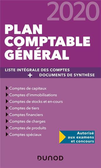 Couverture du livre « Plan comptable general 2020 - plan de comptes & documents de synthese - plan de comptes & documents (édition 2020) » de Charlotte Disle aux éditions Dunod