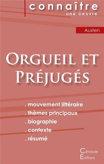 Couverture du livre « Orgueil et préjugés, de Jane Austen » de  aux éditions Editions Du Cenacle