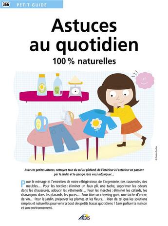 Couverture du livre « Astuces au quotidien ; 100% naturelles » de  aux éditions Aedis