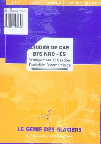 Couverture du livre « Études de cas ; bts management et gestion d'activités commerciales » de Debourg M-C aux éditions Genie Des Glaciers