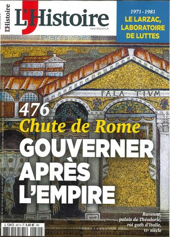 Couverture du livre « L'histoire n 481 - chute de rome, gouverner apres l'empire - mars 2021 » de  aux éditions L'histoire