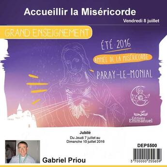 Couverture du livre « Accueillir la misericorde » de Pere Gabriel Priou aux éditions Emmanuel