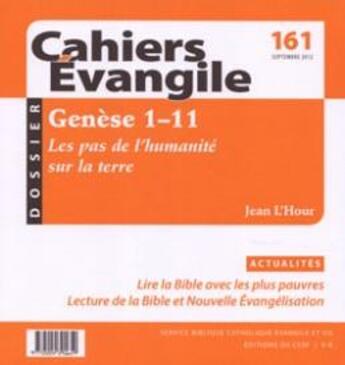 Couverture du livre « Cahiers evangile numero 161 genese 1-11 » de L'Hour Jean aux éditions Cerf