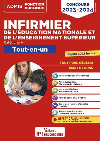 Couverture du livre « Concours infirmier de l'éducation nationale et de l'enseignement supérieur : tout-en-un (édition 2023/2024) » de Mandi Gueguen et Marianne Marchand et Karine Bourquin aux éditions Vuibert