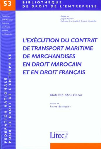 Couverture du livre « L execution du contrat de transport maritime de marchandises en dt marocain et en dt francais » de Cde Centre Droit Ent aux éditions Lexisnexis