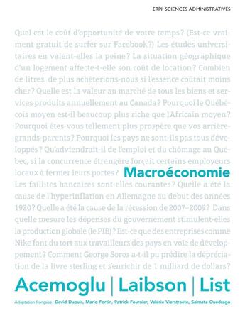 Couverture du livre « Macroéconomie » de Daron Acemoglu et David Laibson et John A. List aux éditions Erpi - Renouveau Pedagogique