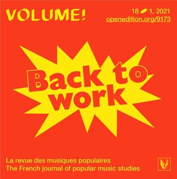 Couverture du livre « Volume ! n 18-1 - back to work » de Bataille/Perrenoud aux éditions Volume