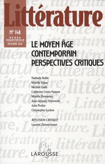 Couverture du livre « Le Moyen Age contemporain : perspectives critiques (édition 4/2007) » de  aux éditions Armand Colin