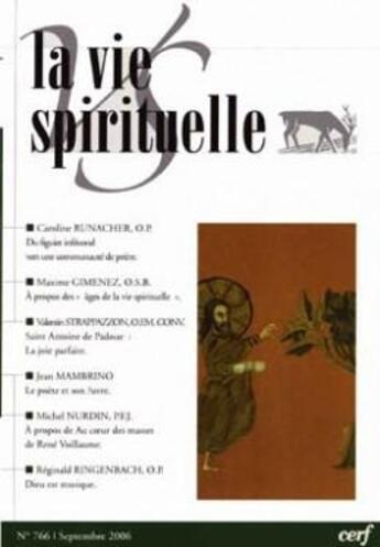 Couverture du livre « La vie spirituelle n 766 » de  aux éditions Cerf