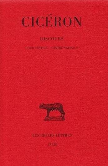 Couverture du livre « Discours Tome 14 » de Cicéron aux éditions Belles Lettres