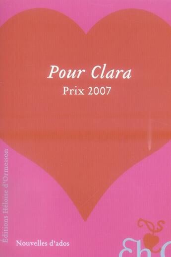 Couverture du livre « Pour Clara » de  aux éditions Heloise D'ormesson