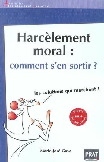 Couverture du livre « Harcelement moral : comment s'en sortir 2004 (édition 2004) » de Marie-Jose Gava aux éditions Prat