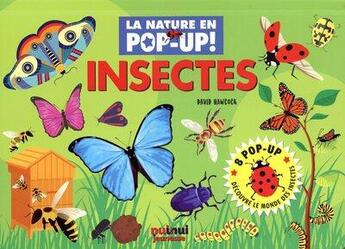 Couverture du livre « La nature en pop-up ! : insectes » de David Hawcock aux éditions Nuinui Jeunesse