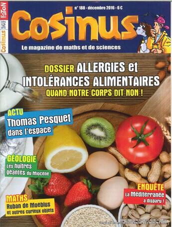 Couverture du livre « Cosinus n 188 allergies et intolerances alimentaires decembre 2016 » de  aux éditions Cosinus