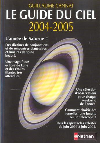 Couverture du livre « Le Guide Du Ciel ; L'Annee De Saturne » de Guillaume Cannat aux éditions Nathan