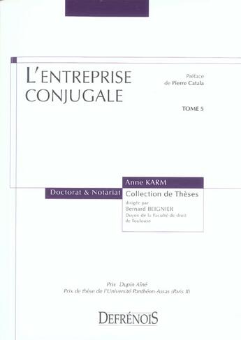 Couverture du livre « L'entreprise conjugale - vol05 » de Karm A. aux éditions Defrenois