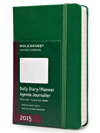 Couverture du livre « Agenda journalier 2015 poche vert couverture rigide » de Moleskine aux éditions Moleskine Papet