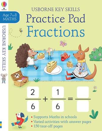 Couverture du livre « Fractions practice pad ; age 7 to 8 ; maths » de Simon Tughope aux éditions Usborne