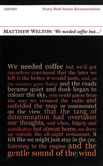 Couverture du livre « We needed coffee but ' » de Welton Matthew aux éditions Carcanet Press Digital