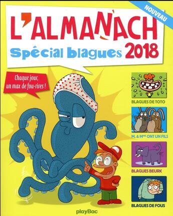 Couverture du livre « L'almanach des blagues (édition 2018) » de  aux éditions Play Bac