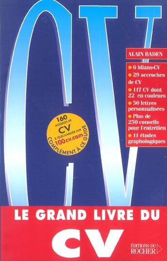 Couverture du livre « Le grand livre du cv (édition 2004) » de Alain Baden aux éditions Rocher