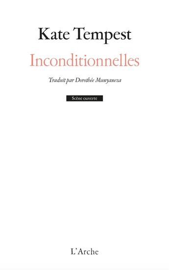 Couverture du livre « Inconditionnelles » de Kate Tempest aux éditions L'arche