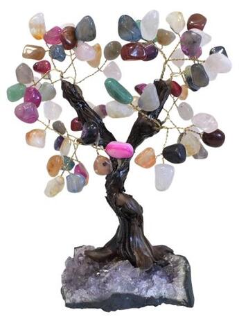 Couverture du livre « Arbre du bonheur quartz muliticolore pierres roulées - 24 branches - 72 pierres - tgm » de  aux éditions Dg-exodif