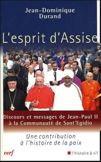 Couverture du livre « L'esprit d'Assise » de Durand J Do aux éditions Cerf