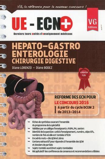 Couverture du livre « Ue ecn + hepato gastro enterologie ed 2013 » de D.Lorenzo aux éditions Vernazobres Grego