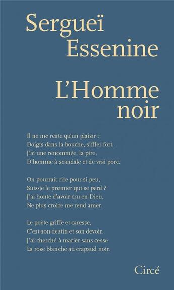 Couverture du livre « L'homme noir » de Serguei Essenine aux éditions Circe