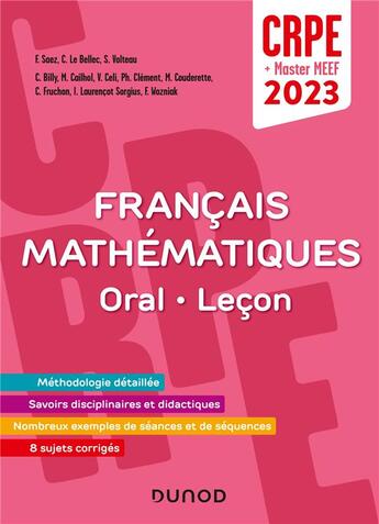 Couverture du livre « Je prepare - t01 - concours professeur des ecoles - francais et mathematiques - oral/admission - crp » de Saez/Le Bellec aux éditions Dunod