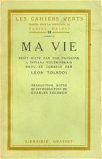 Couverture du livre « Ma vie » de Leon Tolstoi aux éditions Grasset Et Fasquelle