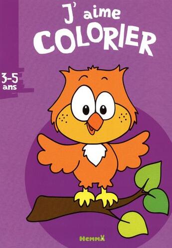 Couverture du livre « J'AIME COLORIER ; j'aime colorier ; hibou ; 3/5 ans » de  aux éditions Hemma