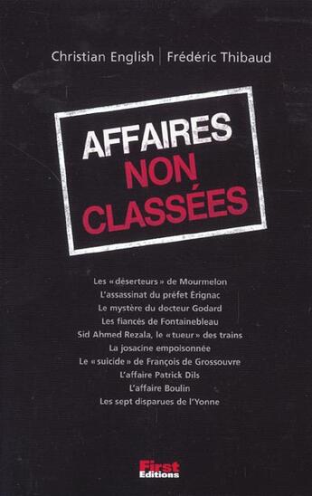 Couverture du livre « Affaires Non Classees » de Frederic Thibault et Christian English aux éditions First